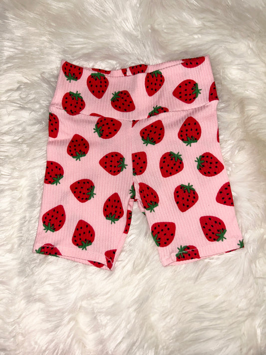 Pink Strawberry Biker Shorts