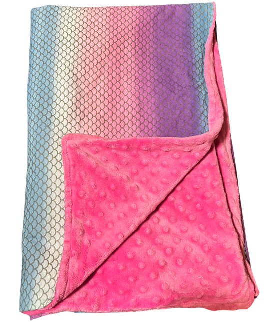 Mermaid Pink Baby Blanket, 50% Cotton Fabric, 50% Fleece Fabric