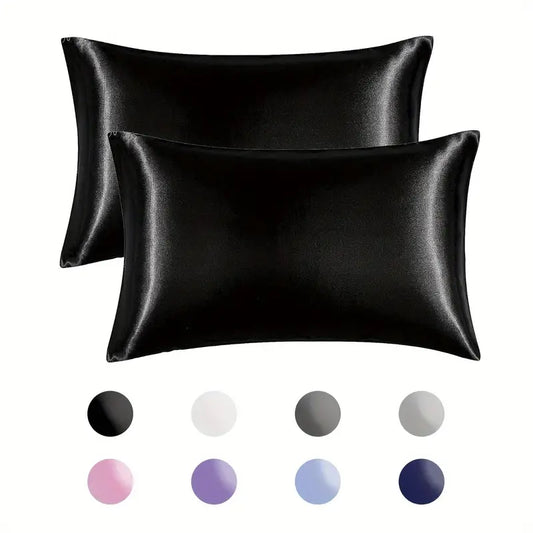2pcs Satin Pillowcase, Handmade Silk Pillow Cover, Standard/Queen/King